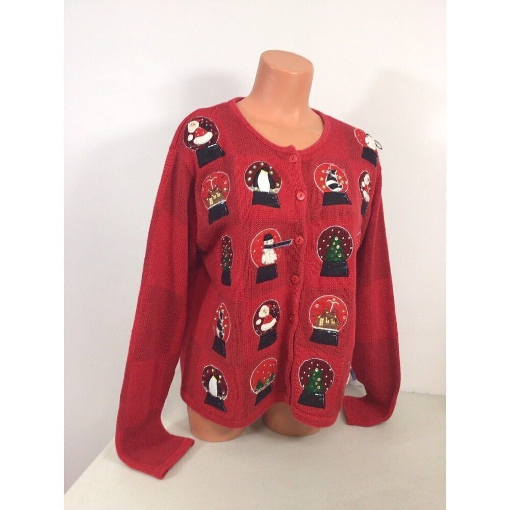 Holiday Lodge Christmas Cardigan Sweater Womens Medium